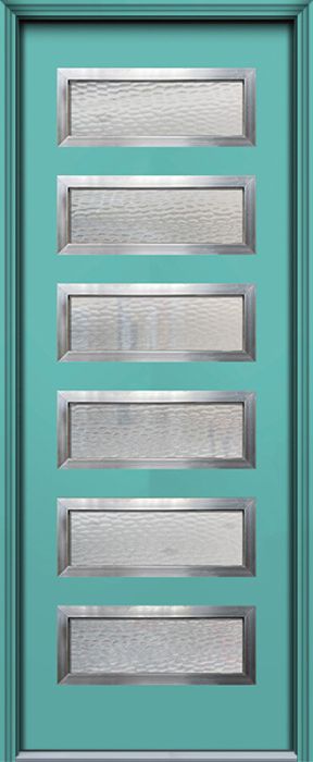 36" x 96" Beverly 6 Lite Contemporary Smooth Fiberglass Single Door w/Aluminum Frame