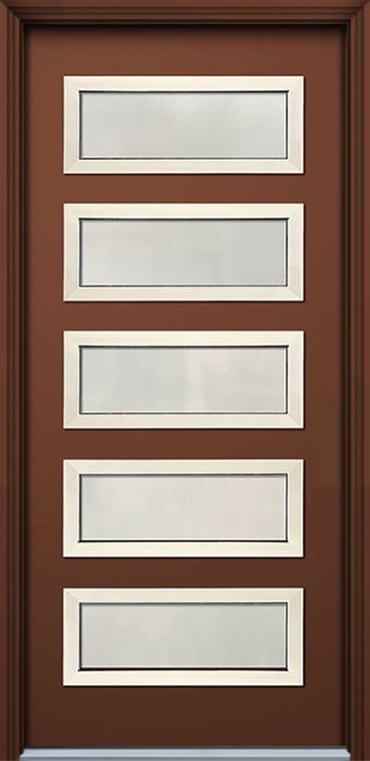 Pro 36" x 80" Beverly 5 Lite Contemporary Smooth Fiberglass Single Door w/Aluminum Frame