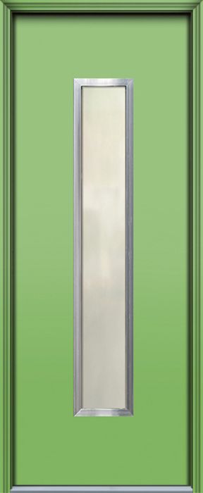 Pro 96" Malibu 1 Lite Contemporary Smooth Fiberglass Single Door w/Aluminum Frame