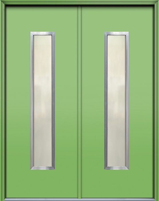 Pro 96" Malibu 1 Lite Contemporary Smooth Fiberglass Double Door w/Aluminum Frame