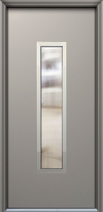 Pro 80" Malibu 1 Lite Contemporary Smooth Fiberglass Single Door w/Aluminum Frame