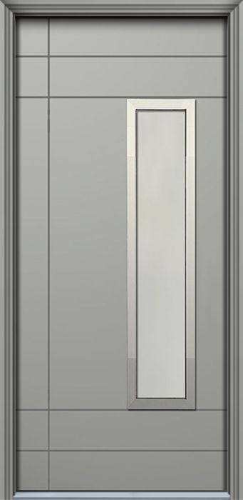 80" Santa Barbara 1 Lite Contemporary Smooth Fiberglass Single Door w/Aluminum Frame