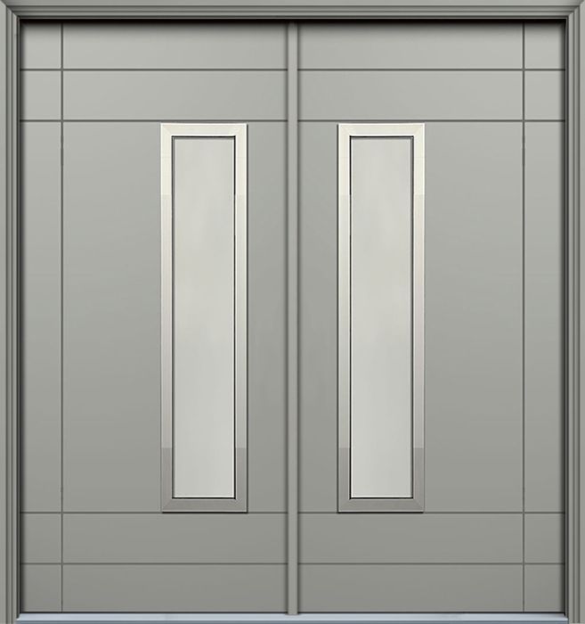 80" Santa Barbara 1 Lite Contemporary Smooth Fiberglass Double Door w/Aluminum Frame