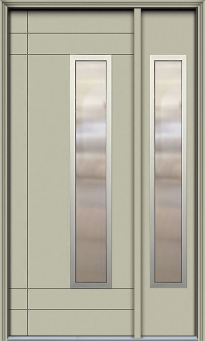 42" x 96" Santa Barbara 1 Lite Contemporary Smooth Fiberglass Door/1side w/Aluminum Frame