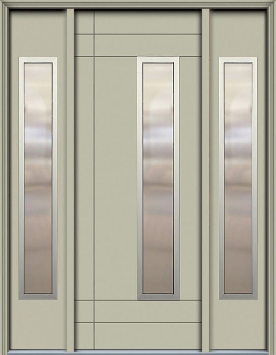 96" Santa Barbara 1 Lite Contemporary Smooth Fiberglass Door/2side w/Aluminum Frame