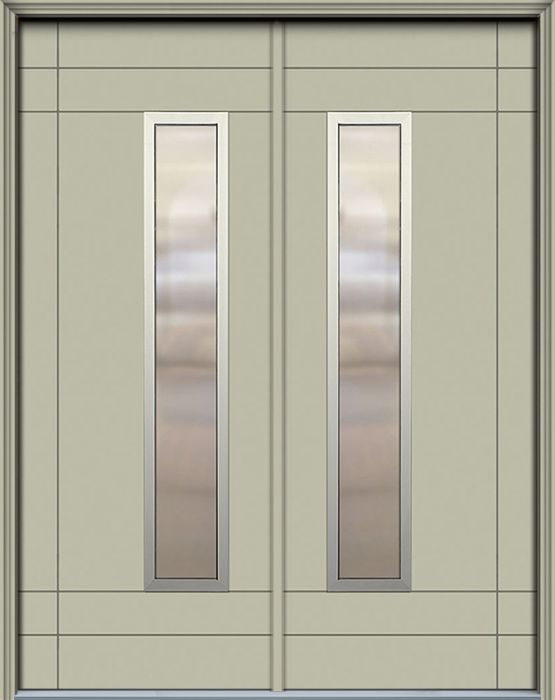 42" x 96" Santa Barbara 1 Lite Contemporary Smooth Fiberglass Double Door w/Aluminum Frame