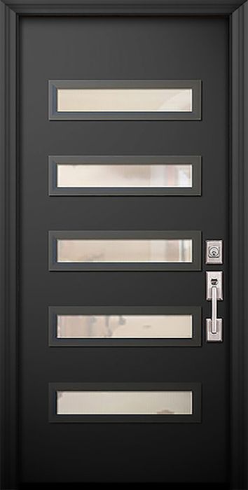 80" Beverly Smooth Solid Contemporary Door w/Textured Glass