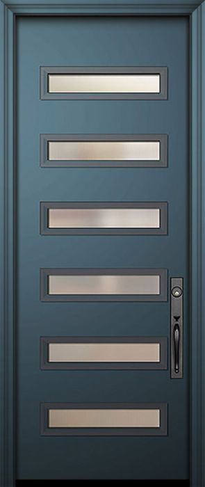 96" Beverly Smooth Solid Contemporary Door w/Textured Glass