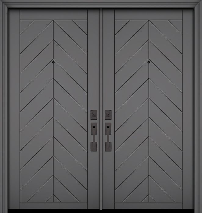 80" Double Chevron Smooth Solid Contemporary Door
