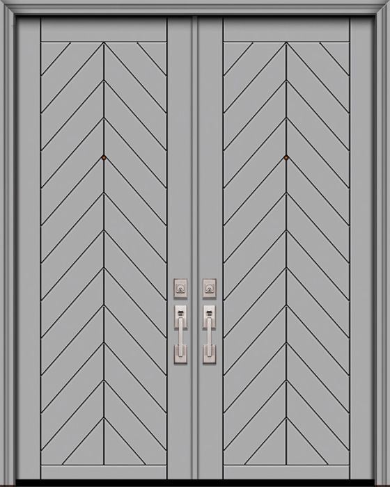 96" Double Chevron Smooth Solid Contemporary Door
