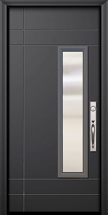 80" Santa Barbara Smooth Solid Contemporary Door w/Textured Glass