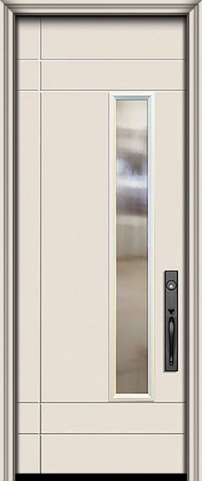 96" Santa Barbara Smooth Solid Contemporary Door w/Textured Glass