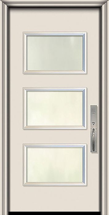 80" Santa Monica Smooth Solid Contemporary Door w/Textured Glass