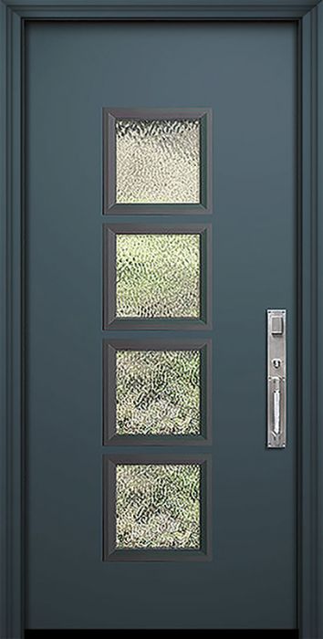80" Venice Smooth Solid Contemporary Door w/Textured Glass