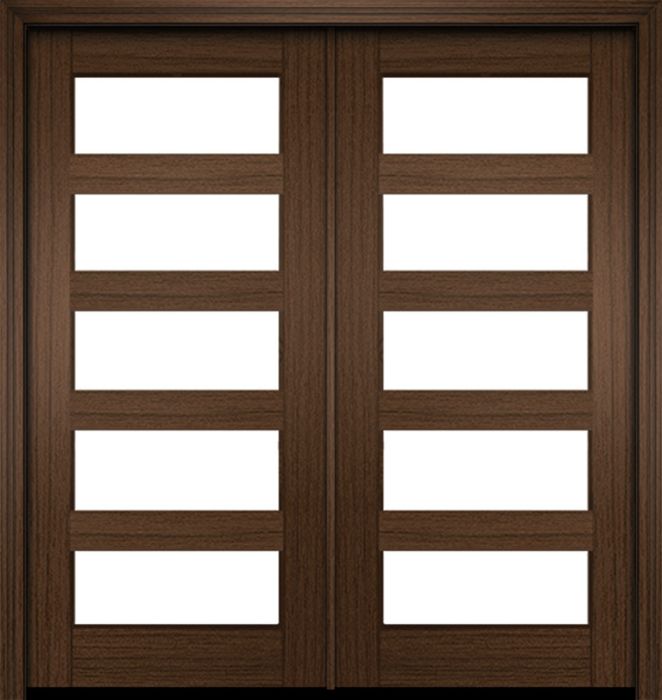 80" Mahogany Naples 5 Lite Double Door | HVHZ Impact
