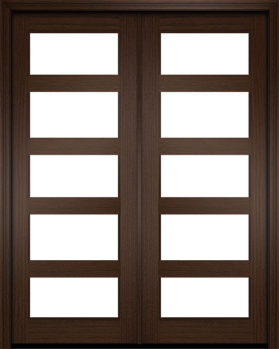 96" Mahogany Naples 5 Lite Double Door | HVHZ Impact