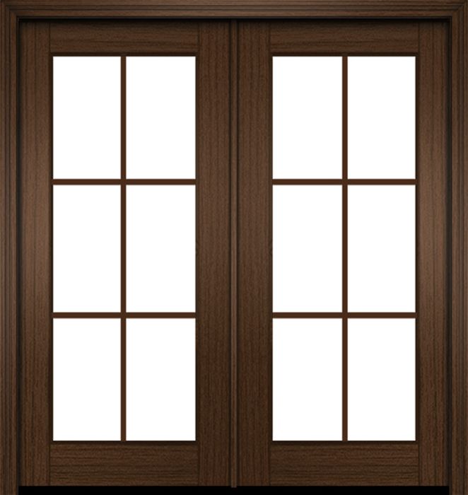 80" Mahogany Naples 6 Lite Double Door | HVHZ Impact