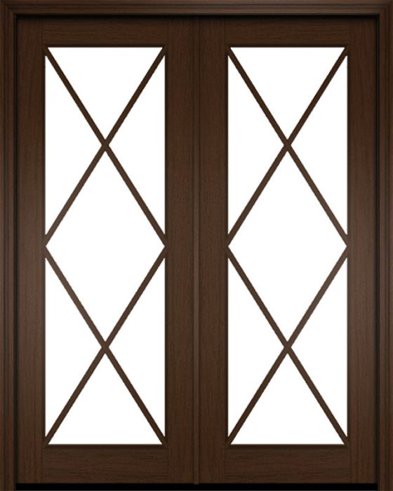 96" Mahogany Naples 7 Lite Double Door | HVHZ Impact