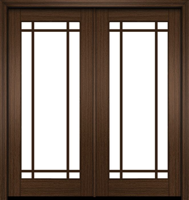 80" Mahogany Naples 9 Lite Double Door | HVHZ Impact
