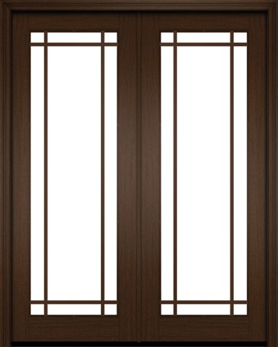 96" Mahogany Naples 9 Lite Double Door | HVHZ Impact