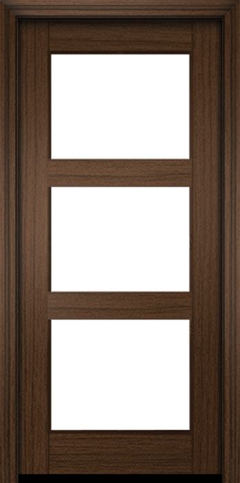 80" Mahogany Naples Square 3 Lite Single Door | HVHZ Impact