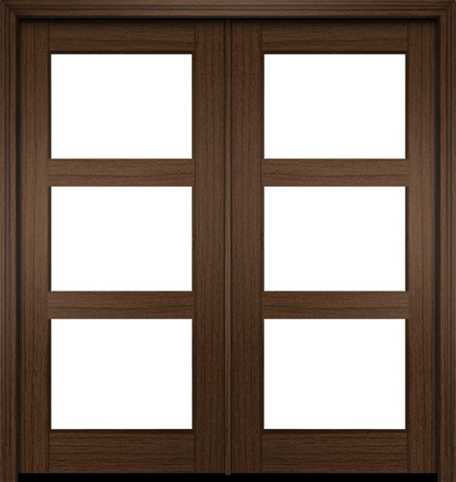 80" Mahogany Naples Square 3 Lite Double Door | HVHZ Impact