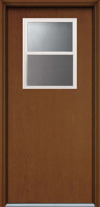80" Vent Lites Obscure Top View Woodgrain Single Door