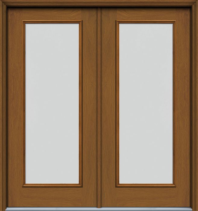 80" Blanca Full Lite Narrow Woodgrain Fiberglass Double Door