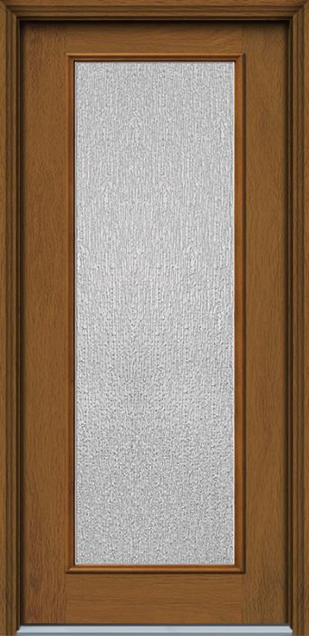 80" Rain Full Lite Narrow Woodgrain Fiberglass Single Door