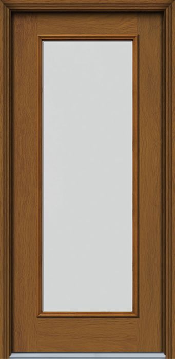 80" Blanca Full Lite Woodgrain Fiberglass Single Door