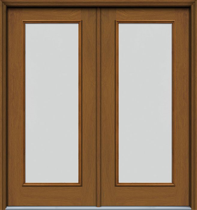 80" Blanca Full Lite Woodgrain Fiberglass Double Door