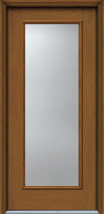 80" Full Lite Woodgrain Fiberglass Single Door