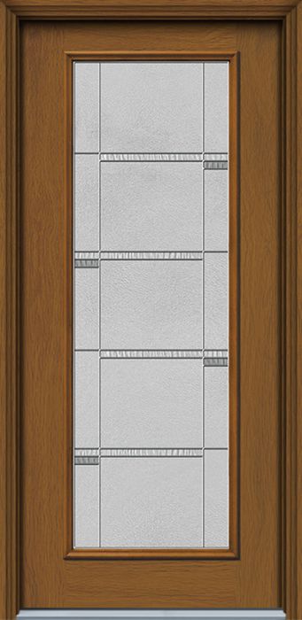 80" Crosswalk Full Lite Woodgrain Fiberglass Single Door