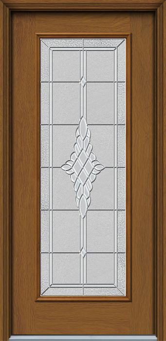 80" Grace Full Lite Woodgrain Fiberglass Single Door
