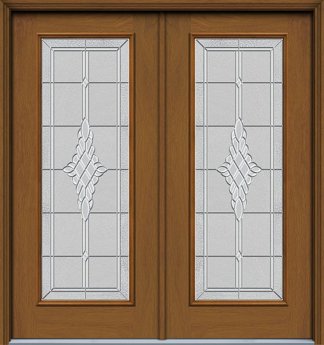 80" Grace Full Lite Woodgrain Fiberglass Double Door