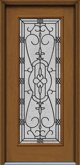 80" Jacinto Full Lite Woodgrain Single Door