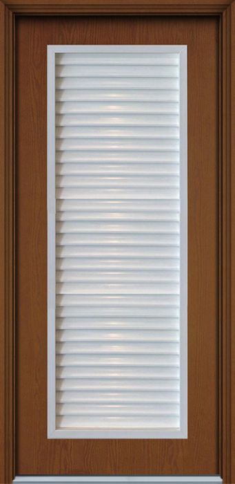 80" Full Vent Louver Woodgrain Fiberglass Single Door