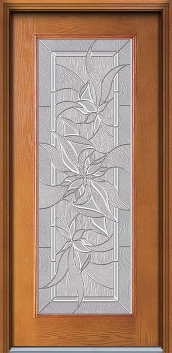 80" Contemporary Renewed Impressions Full Lite Woodgrain Fiberglass Single Door