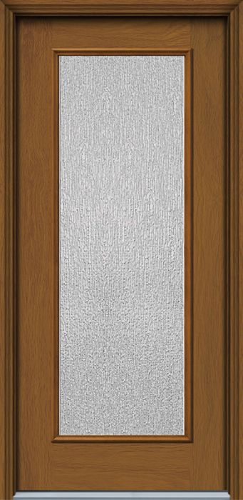 80" Rain Full Lite Woodgrain Fiberglass Single Door