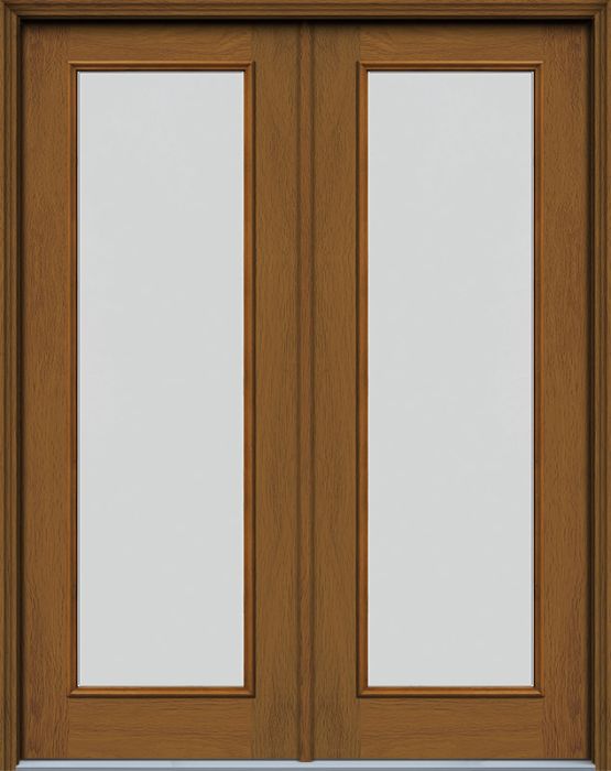 96" Blanca Full Lite Woodgrain Fiberglass Double Door