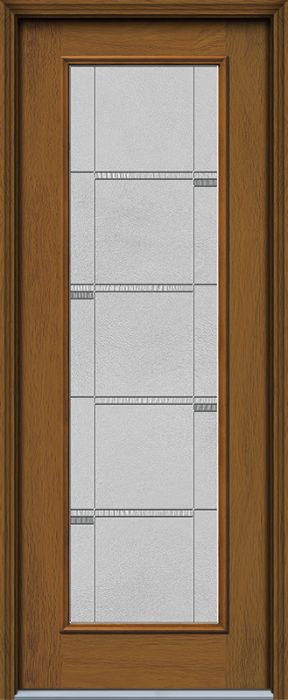 96" Crosswalk Full Lite Woodgrain Fiberglass Single Door
