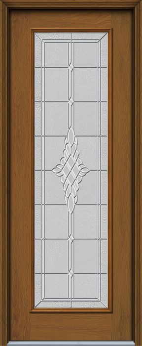96" Grace Full Lite Woodgrain Fiberglass Single Door