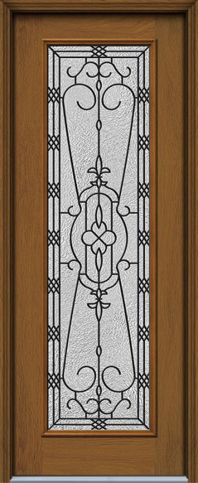 96" Jacinto Full Lite Woodgrain Fiberglass Single Door