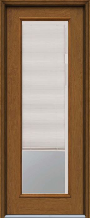 96" Blind Full Lite Woodgrain Fiberglass Single Door