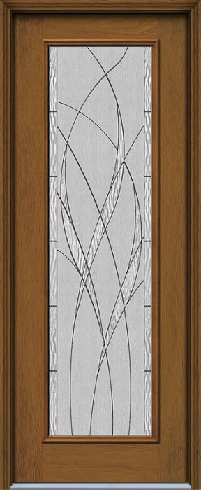 96" Waterside Full Lite Woodgrain Fiberglass Single Door