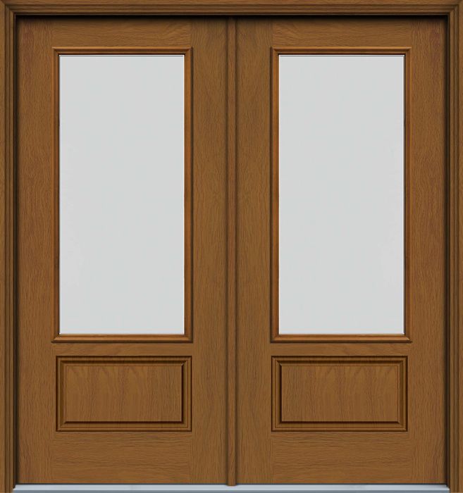 80" Blanca 3/4 Lite 1 Panel Woodgrain Fiberglass Double Door