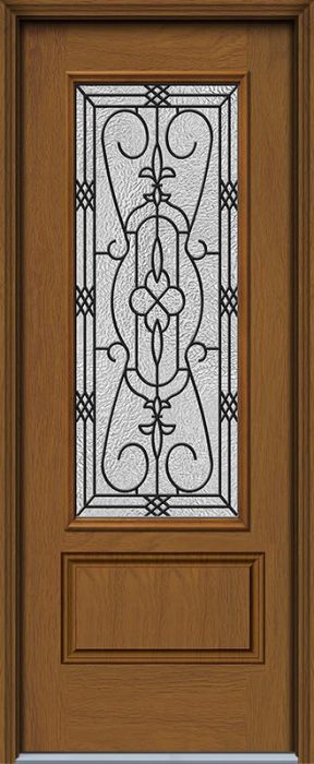 96" Jacinto 3/4 Lite 1 Panel Woodgrain Fiberglass Single Door