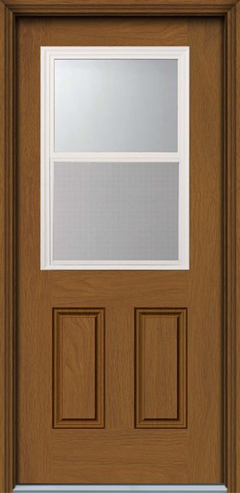 80" 1/2 Lite Vent 2 Panel Woodgrain Fiberglass Single Door
