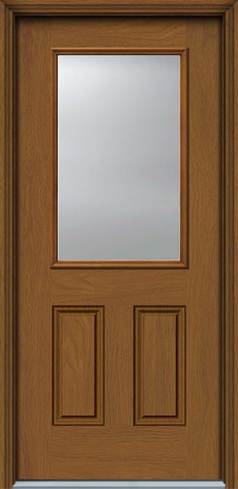 80" 1/2 Lite 2 Panel Woodgrain Fiberglass Single Door