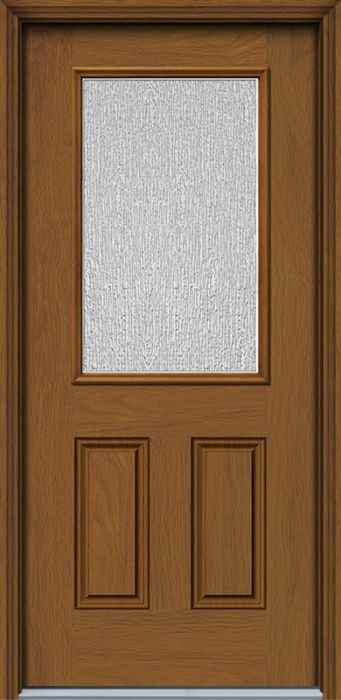 80" Rain 1/2 Lite 2 Panel Woodgrain Fiberglass Single Door
